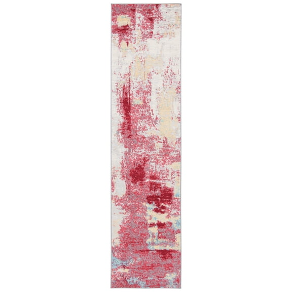 SAFAVIEH Jasper Alvina Abstract Overdyed Runner Rug, Red/Ivory, 2' x 8'