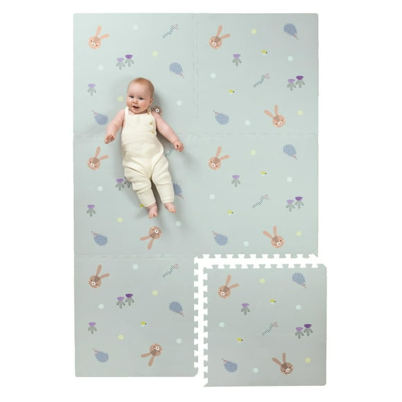 Taf Toys Tapete de juego para bebé, tapete para jugar boca abajo y tapete para gatear, tapete de juego de espuma para bebé con baldosas entrelazadas, rompecabezas de 72 x 48 pulgadas, tapete para piso
