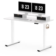 FlexiSpot 55x24 Electric Standing Desk with One-Piece Desktop, 2 Removable Drawers, Headphone Hook, 4 Height Memory Presets, 250lbs Capacity Ergonomic Sit Stand Desk with Monitor Stand
