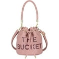 thumbnail image 3 of Sunyuer Women Mini Drawstring Bucket Bag, Letter Print PU Leather Handbag, Fashion Detachable Adjustable Strap Crossbody Shoulder Purse for Daily Travel, 3 of 9