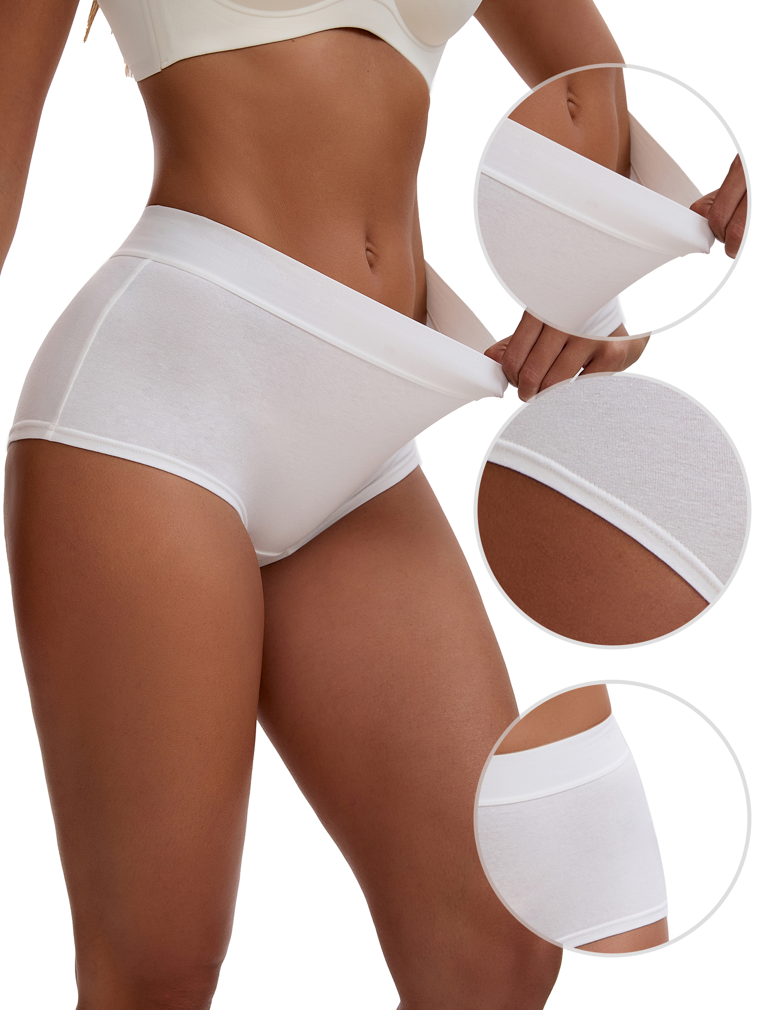 Unique Bargains Women's High Waist Tummy Control Elastic Waistband Boyshorts S White