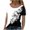 White, variant on Fesfesfes Gym Tops Women Casual Printed Short Sleeve Round Neck Pullover Blouse T-shirt Tops Women's T-Shirts M(US:6)