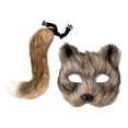 thumbnail image 3 of Conjunto de accesorios de cola de máscara de gato falso, accesorios de disfraces de cosplay de animales para espectáculos escénicos Café, 3 of 8