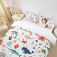 thumbnail image 3 of jejeloiu Playful Ocean Animal Twin Duvet Cover For Girls,Whale Crab Turtle Twin Bedding,Multicolor White,2-Piece,1 Duvet Cover and 1 Pillowcase, 3 of 6