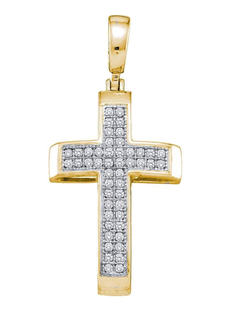 10kt Yellow Gold Diamond Cross Faith Necklace Pendant 1/6 Ctw ...