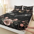 thumbnail image 3 of Homewish 4-Piece 3D Black Bat Western Farmhouse Floral King Sheet Set, 3 of 7