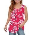 thumbnail image 2 of BRGZLK Girls Tank Top Funny Floral Print Sleeveless Shirts Summer Casual Round Neck Beach Holiday Tee Red 5-6 Years, 2 of 6