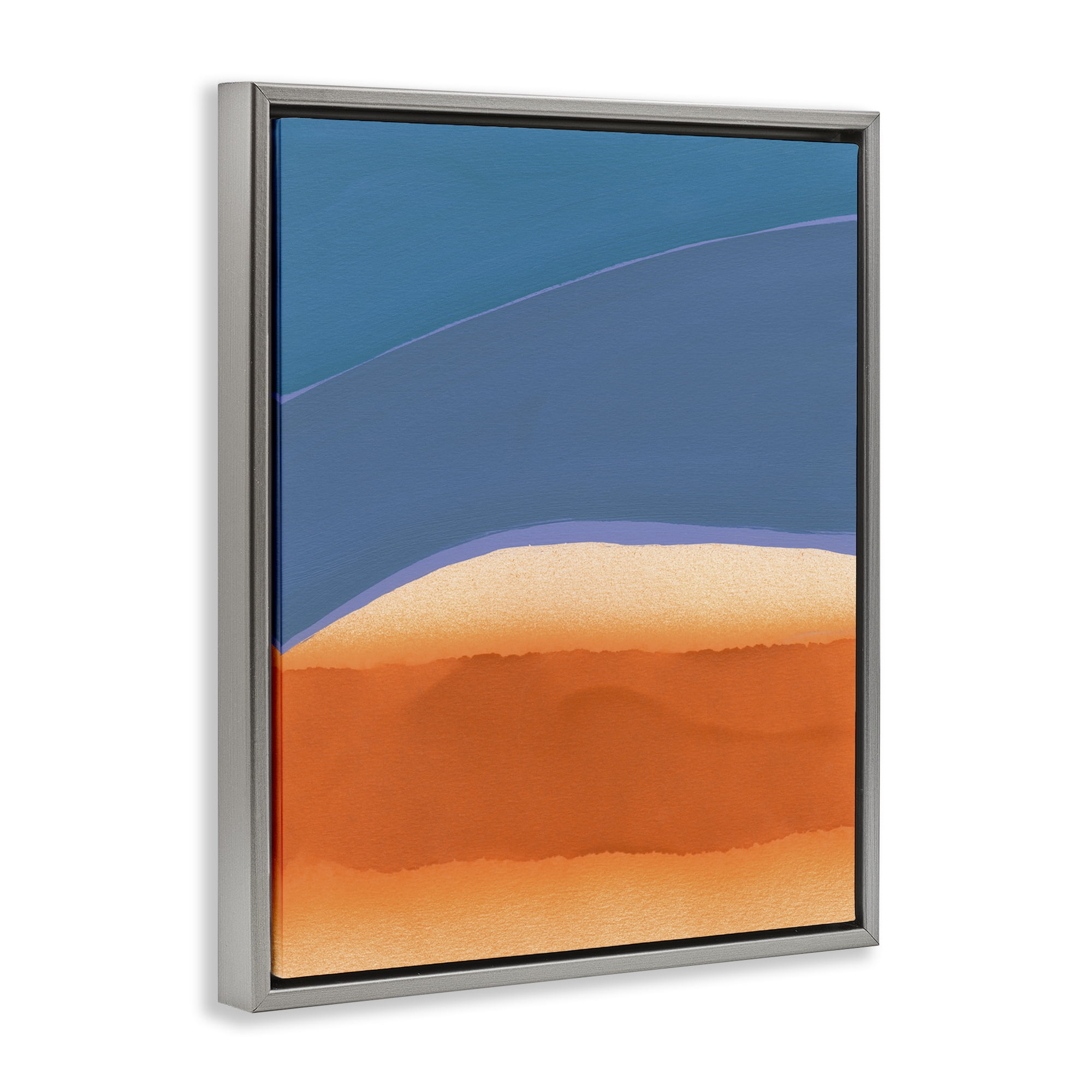 Stupell Industries Modern Desert Sunrise Abstract Painting Gray Floater Framed Canvas Art Print Wall Art, 25 x 31