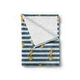 thumbnail image 2 of Harbour Stripe Soft Flannel Fleece Throw Blanket, Old Style Nautical Fashion Anchors Forms Coast Theme, Cozy Plush for Indoor and Outdoor Use, 60" x 80", Earth Yellow Slate Blue, by Ambesonne, 2 of 6