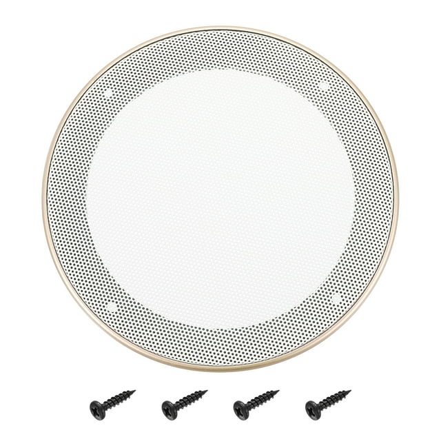 5" Speaker Grill, Gold ABS Frame with White Mesh Cover and Screw