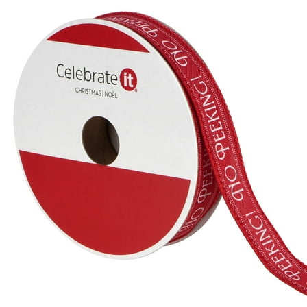 5/8" x 30ft. Red No Peeking Wired Ribbon by Celebrate It® Christmas - Holiday Party and Baking Supplies