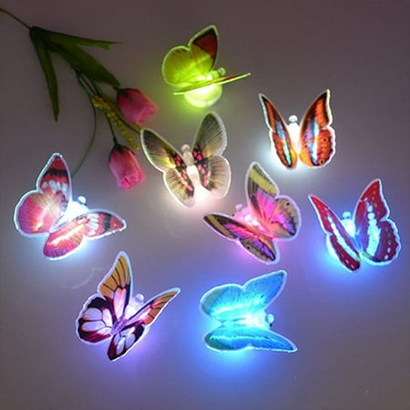 Colorful LED Butterfly Night Light Color Changing Paste Butterfly Wall ...