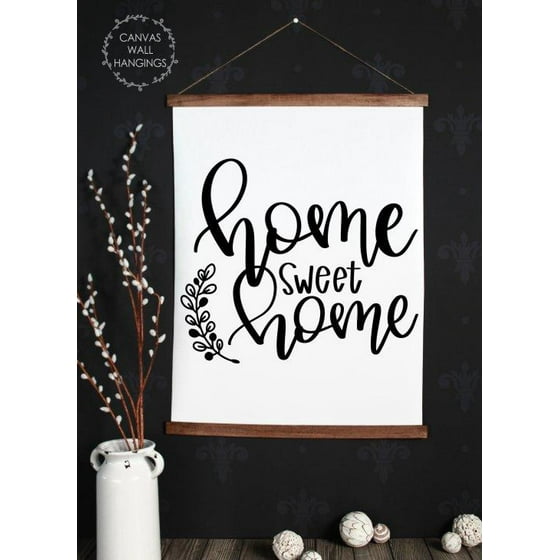 Wood Canvas Sign Wall Hanging Home Sweet Farmhouse Style Art 23x30 Inch