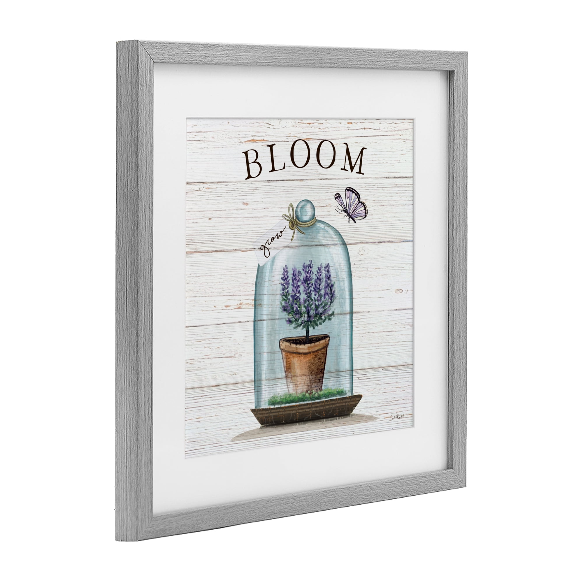 Stupell Industries Cottage Bloom in Bell Jar Gray Framed Print Under Glass, design by Elizabeth Tyndall