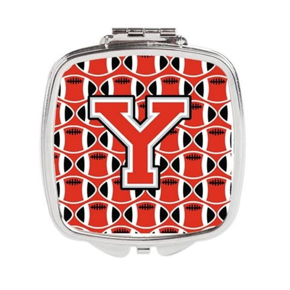 Letter E Football Scarlet & Grey Compact Mirror - Scarlet & Grey - 3in. H x 0.3in. W x 2.75in. L