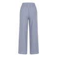 thumbnail image 5 of QATAINLAV Women Summer Lightweight Linen Pants with Pockets Casual Eyelet Embroidery Solid Beach Trousers Drawstring High Waisted Going Out Wide Leg Pants Gray L, 5 of 6