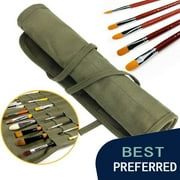 Paint Brush Holder, MEKBOK 22 Slots Paint Brush Storage for Acrylic Oil Watercolor Gouache Artist Paint Brush Roll Canvas Pouch, Army Green