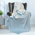 thumbnail image 4 of Flowers Soft Flannel Fleece Throw Blanket, Abstract 3D Style Effect Cherry Blossoms Modern Spring Sakura Pattern, Cozy Plush for Indoor and Outdoor Use, 50" x 60", Pale Blue and White, by Ambesonne, 4 of 5