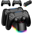 thumbnail image 1 of 2 Pack Controllers with Charging Dock Station for PS4 Controller, Wireless Controller Compatible with PS4/Pro/Slim Consoles, with LED Charging Dock, Black, 1 of 7