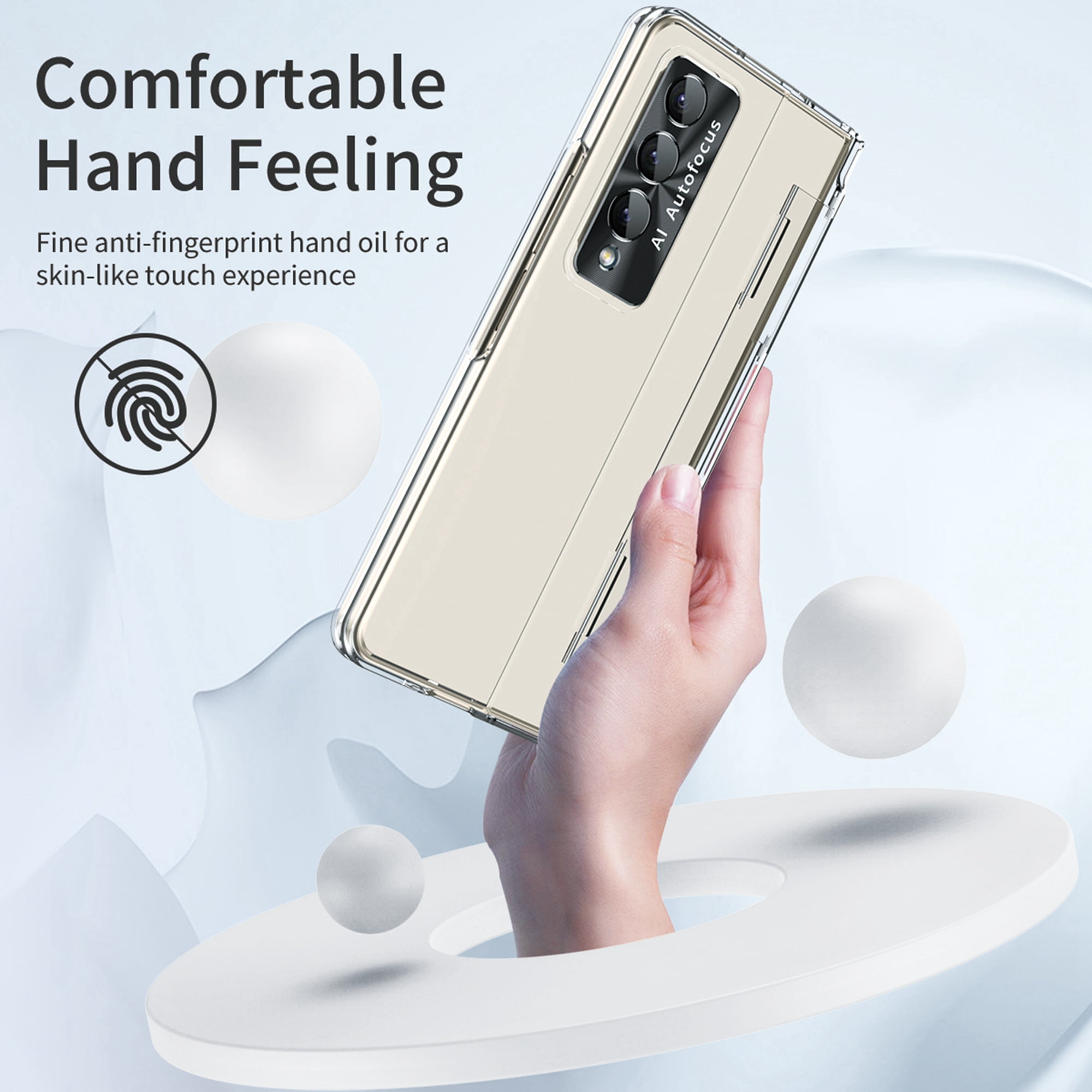 Dteck for Galaxy Fold 4 Case Hinge Protection Wireless Charging Hard Back with Non-Slip Shockproof Lightweight Slim Cover for Samsung Z Fold 4 5G 2022, Clear