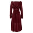 thumbnail image 4 of Turilly Women Costumes Lace Up Hooded Vintage Pullover High Low Bandage Long Dress Cloak, 4 of 9