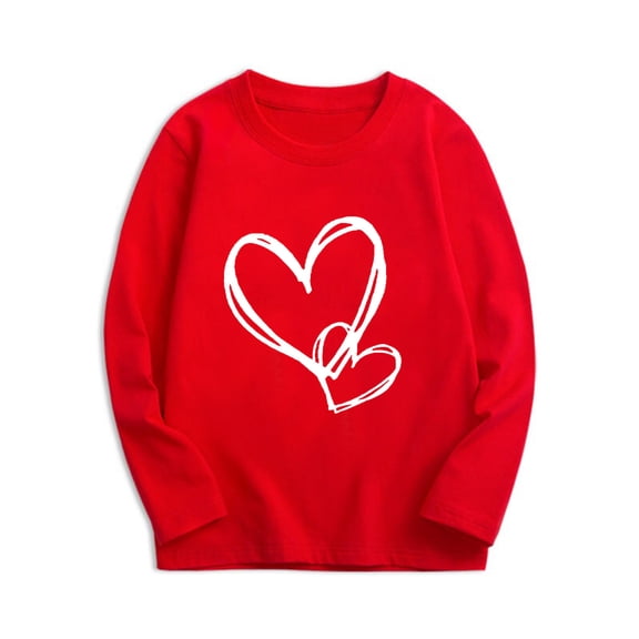Avtoify Boys Long Sleeve Shirts Fashion Girl and Boy' Valentine's Day Casual Children Long Sleeve Printing