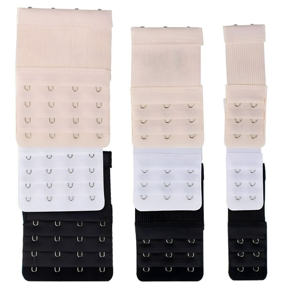 TELOLY Women's Bra Extender 2 Hooks/ 3 Hooks/ 4 Hooks Elastic Bra Extension Strap, Bra Lingerie Extenders, White/Black/Beige