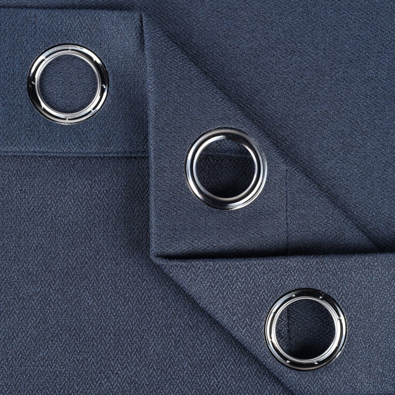 Superior Nyan 100% Blackout Curtains Set of 2, Grommet Header Curtain Panel Pair, Navy Blue, 52"W x 84"L