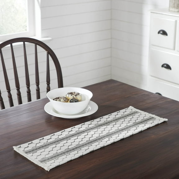 VHC Brands Runner 8x24, Cotton Dining Room, Kitchen Table Runner, Country Farmhouse Style, Down Home Collection, Rectangle 8x24, Soft White
