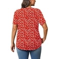 thumbnail image 4 of Womens Plus Size Tunic Tops Summer Short Sleeve V Neck Floral Blouse Casual Loose Fit Pleated Button Down Dressy T Shirts for Work, Travel & Everyday Wear, 4 of 6