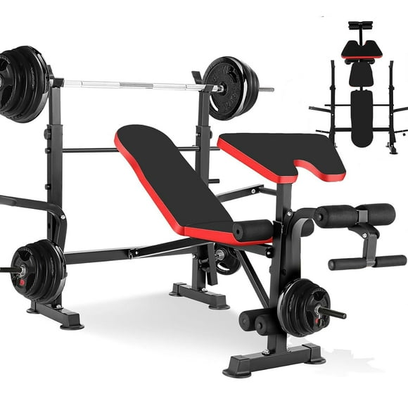 Hicient 660lbs Olympic Weight Bench Set with Squat Rack, Bench Press Set with Preacher Curl & Leg Developer, Multifunctional 5 in 1 Adjustable Foldable Wourkout Bench Set, Exercise Equipment for Home
