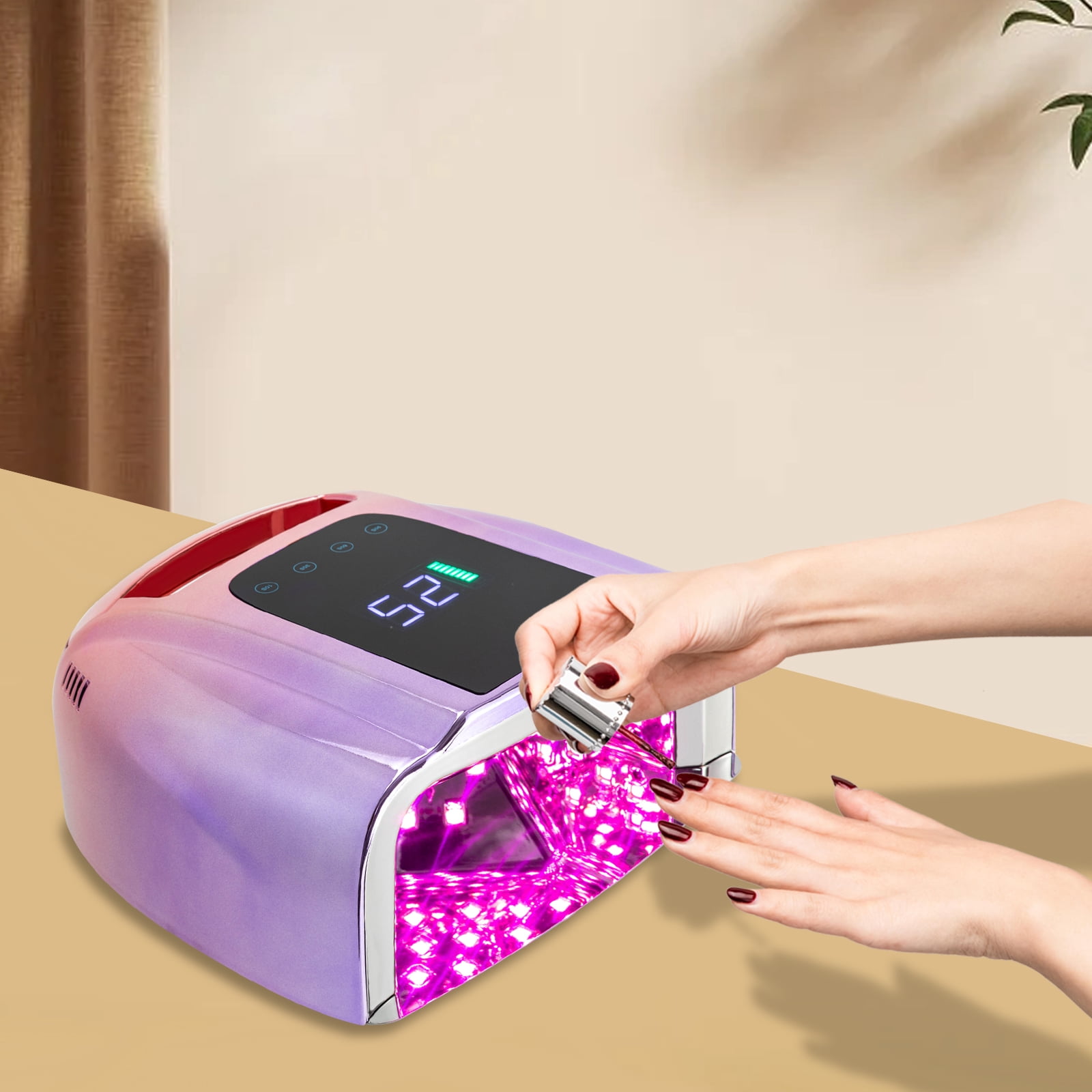 Wildnix Nail Dryers with Dual Light Source (UV/LED), 15600mAh Battery, Intelligent Sensor, 4 Timer Settings (10s, 30s, 60s, 90s), Hand & Foot Dual-Use, Safe, Reliable, and Energy-Efficient