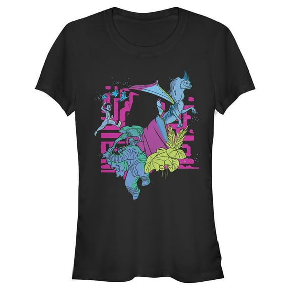 Junior's Raya and the Last Dragon Colorful Characters in Action Graphic Tee Black X Large