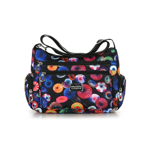 Goory Women Handbag Adjustable Strap Crossbody Bags Large Capacity Floral Shoulder Bag Multi Pockets Wallet Fashion Zipper Nylon Designer Shopping Colorful Umbrella