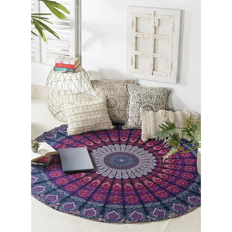 Round Tapestry with Tassel Wall Hanging Ombre Hippie Mandala Bohemian Hippy Intricate Indian Tapestries Tablecloth 70 Inches Walmart