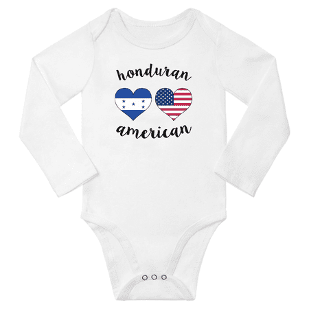 

Honduran and American Love Heart Baby Long Slevve Bodysuit Romper (White 6-12 Months)