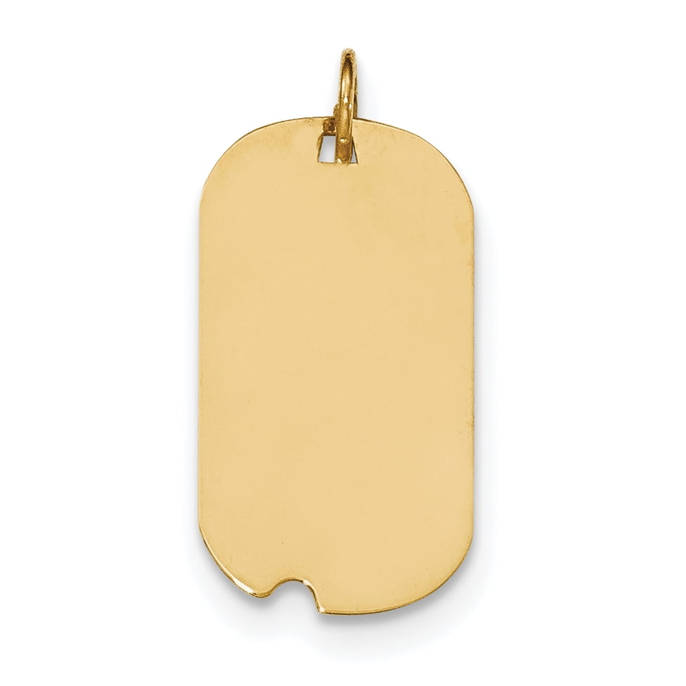 14K Yellow Gold Plain .009 Gauge Engraveable Dog Tag w Notch Disc Charm Walmart