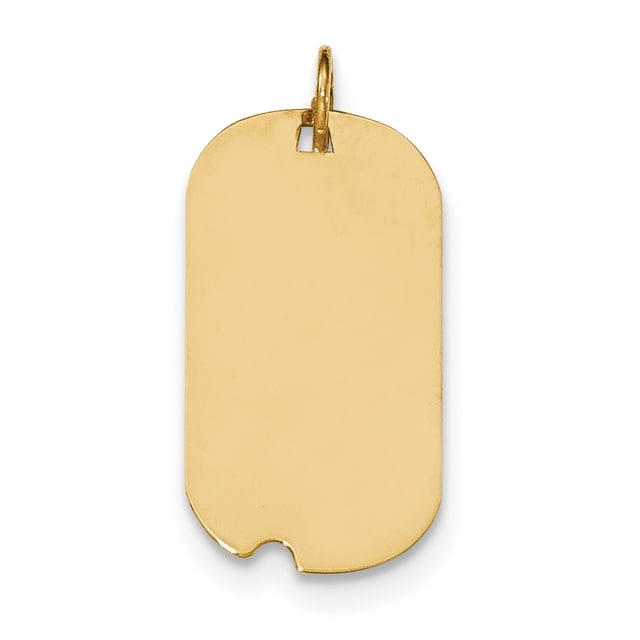 14K Yellow Gold Plain .011 Gauge Engraveable Dog Tag w/Notch Disc Charm