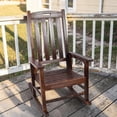 thumbnail image 2 of Tcbosik Oversized Rocking Chair for Outdoor, Wooden Rocker with High Back, Lounge Chair for Patio, Deck, Garden, Backyard, Brown, 2 of 8