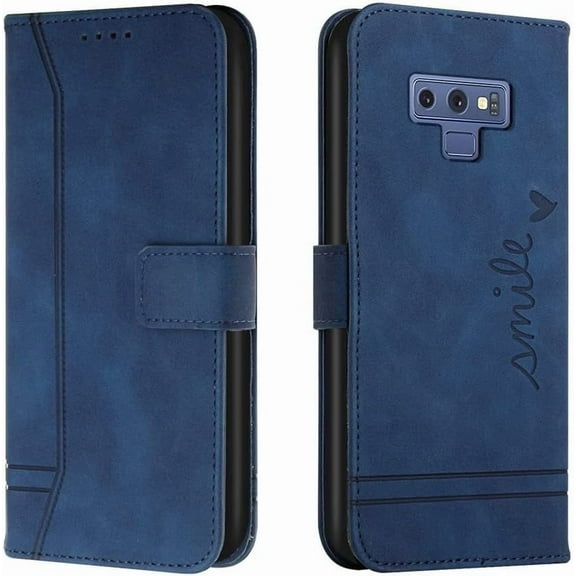 Compatible with Samsung Galaxy Note 9 Case, Galaxy Note 9 Wallet case with Card Holder Kickstand Magnetic Premium PU Leather Flip Shockproof Protective Case for Samsung Galaxy Note 9 Blue HX