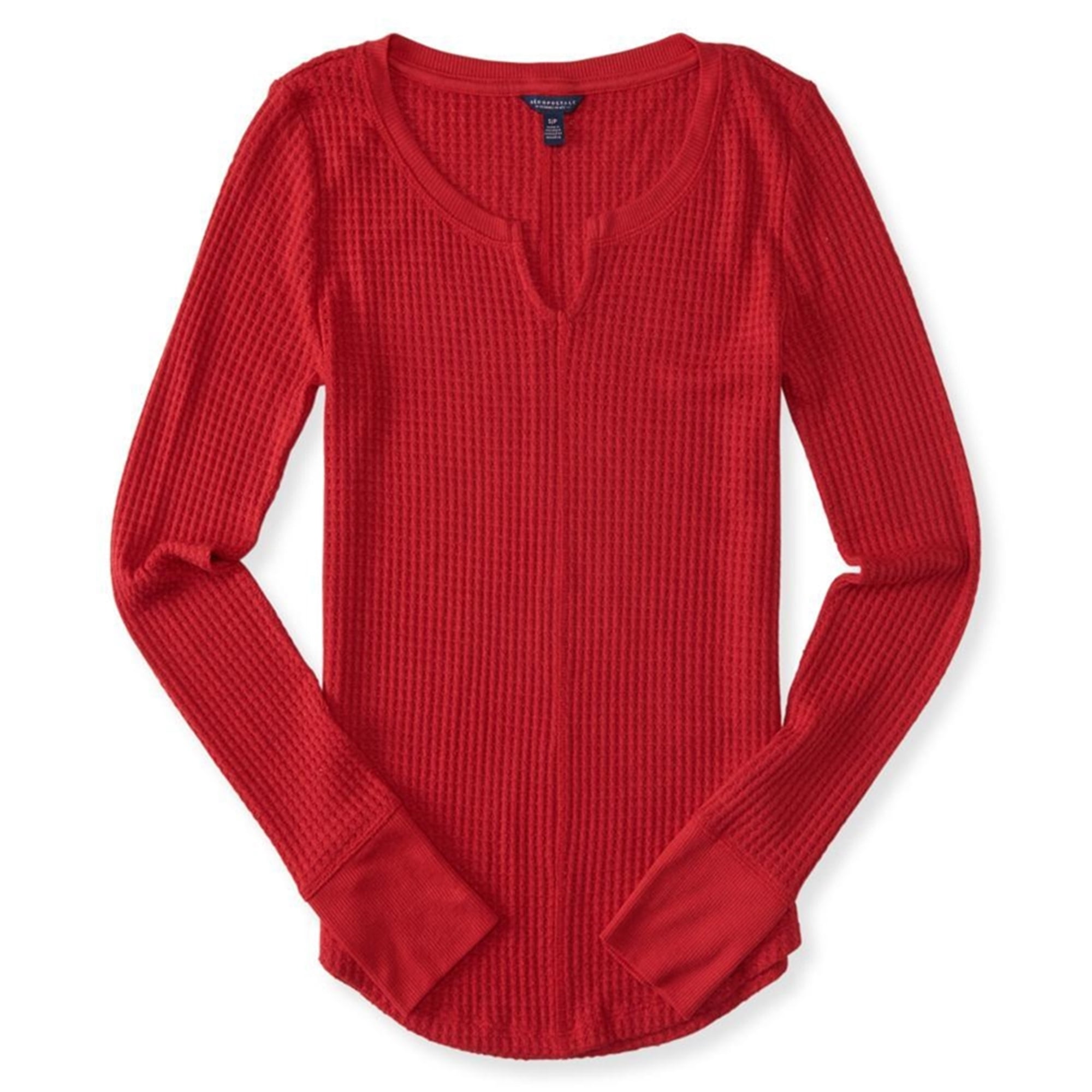 Aeropostale Womens WaffleKnit Pullover Sweater, Red, XSmall
