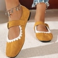 thumbnail image 2 of YOUYEDIAN Mary Jane Shoes Women Versatile Slip On Square Toe Comfy Low Heel Flats Lace Deco Casual Fashion Dress Shoes, 2 of 5
