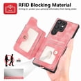 thumbnail image 5 of Phone Case for Samsung Galaxy S23 Ultra 5G Wallet Cell Cover with Tempered Glass Screen Protector Slim Lanyard Wrist Strap RFID Ring Stand Credit Card Holder Slot S23Ultra 23S S 23 23Ultra 6.8 Pink, 5 of 11