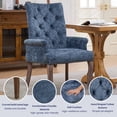 thumbnail image 5 of PAPROOS Upholstered Dining Chairs Set of 4, Chenille Fabric Tufted Dining Room Chair with Curved Solid Wood Legs, Modern Accent Dining Chair with Arm, Armchair for Kitchen, Living Room, Blue, 5 of 9