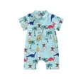 thumbnail image 2 of Yunliwuli Toddler Boys Romper Swimsuit Kids Short Sleeve Bathing Suits Beach Shark/Dinosaur Print Swimwear, 2 of 10