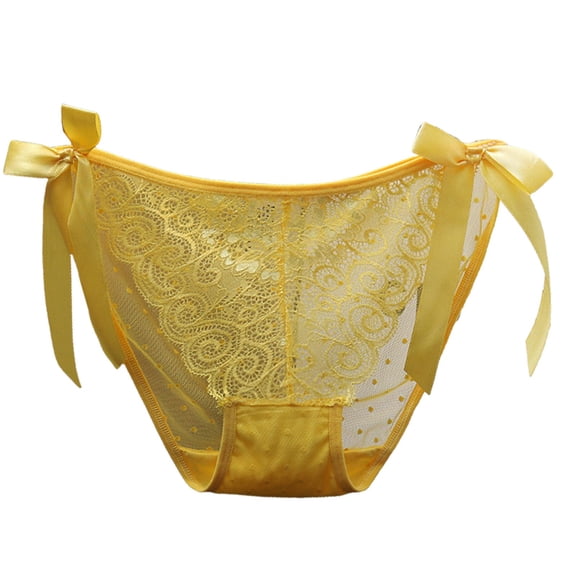 Pure Desire Sexy Bow French Lace Panties Women's Low Waist Seamless Cotton Crotch Breathable Large Size Briefs