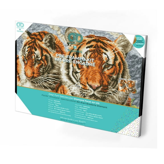 Diamond Dotz Tigers - Pre-Framed Kit Animal Diamond Painting Kits for Adults - Diamond Art Kits a Relaxing Creative Craft Kit with Dotz Gems 20"x14.5"