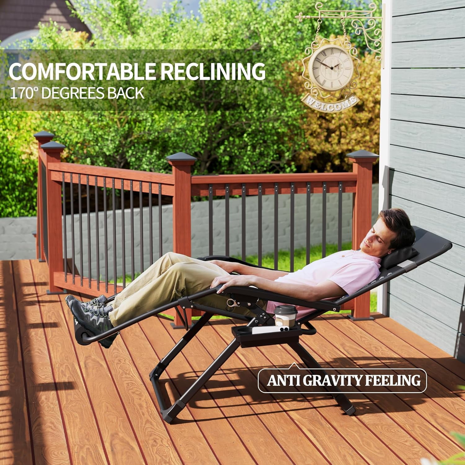 UDPATIO Oversized Zero Gravity Chair 33In XL Patio Reclining Chair , Support 500LB