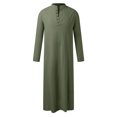 thumbnail image 1 of XDZJLR Men's Shirts Middle Arabic Style Long Button Muslim Robe Long Sleeve Robe Side Slit Robe Button Pocket Robe Tee, 1 of 6