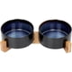 thumbnail image 3 of SPUNKYJUNKY Cuenco de cerámica para perros y gatos con soporte de madera, juego de agua y comida ponderada con esmalte mate antideslizante para gatos y perros pequeños, 13,5 onzas, verde, 3 of 5